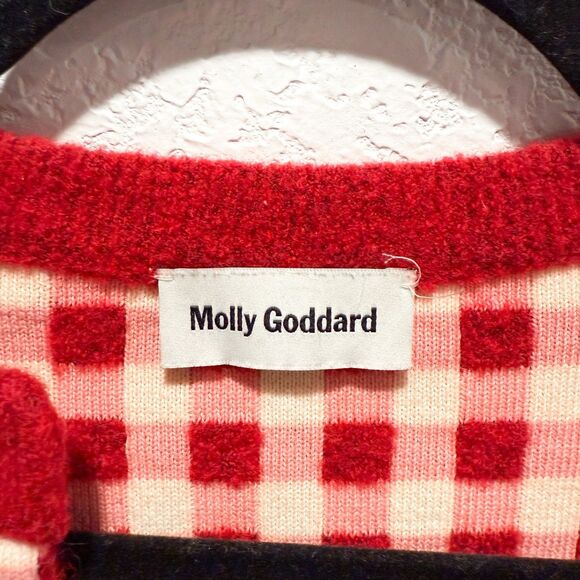 MOLLY GODDARD Red and White Checkered Cardigan - Picture 4 of 11